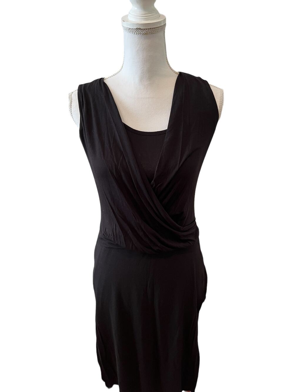 Bailey 44 Sleeveless Crossover Asymmetrical Hem Black Dress M